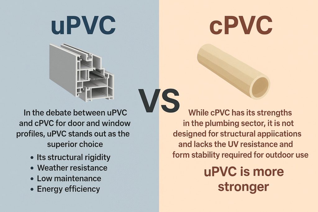 Comparison between uPVC and cPVC: Which Material is Better for Doors and Window Profiles?
